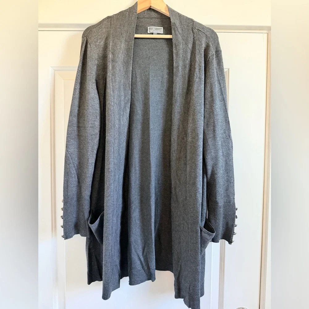 JM Collection Charcoal Knit Cardigan